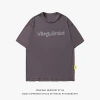 Reversible two wear design camiseta manga corta para hombres y mujeres verano nuevo algodón americano vintage letras estampadas manga corta body q Item Picture